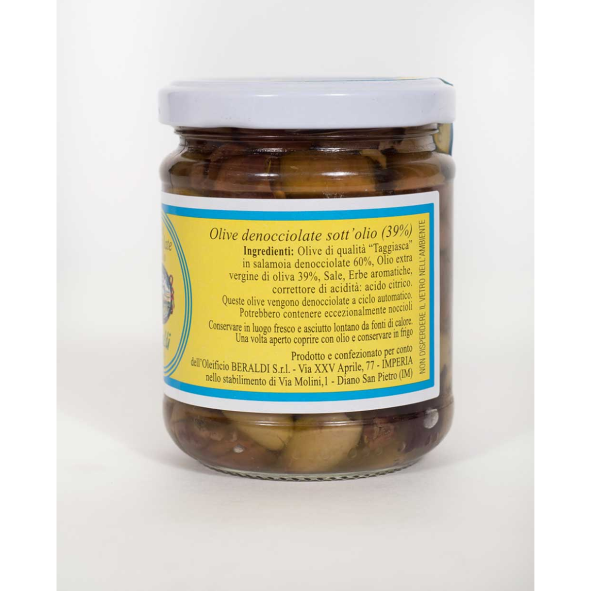 Olive Denocciolate Taggiasche in Olio Extra Vergine Beraldi