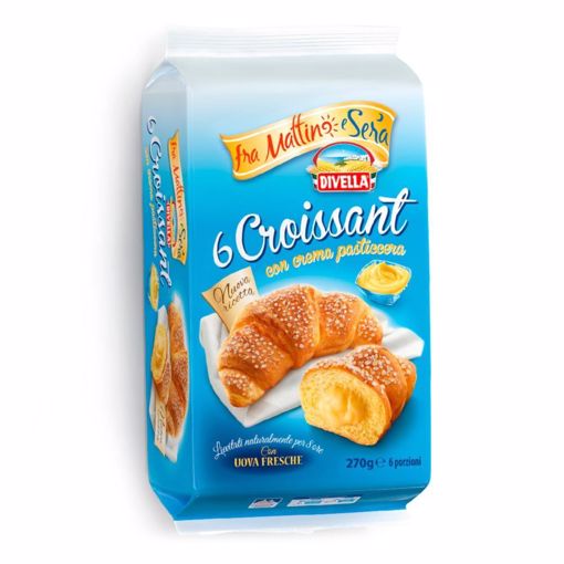 Immagine di CROISSANT DIVELLA FARCITI ALLA  CREMA PASTICCERIA 270 Gr  6 PZ PER CONFEZIONE